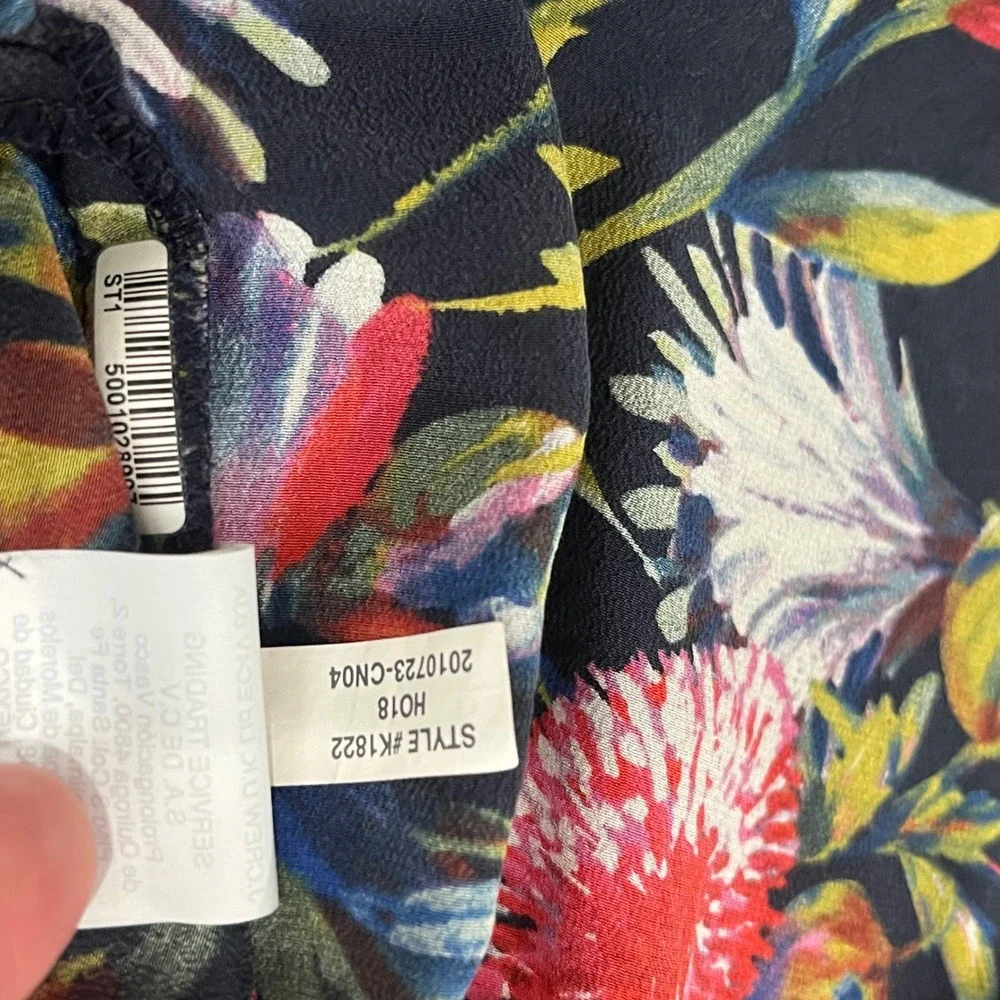 J Crew‎ Silk Pleated Popover Top Blouse Floral Long Sleeve Women's Small Cottage